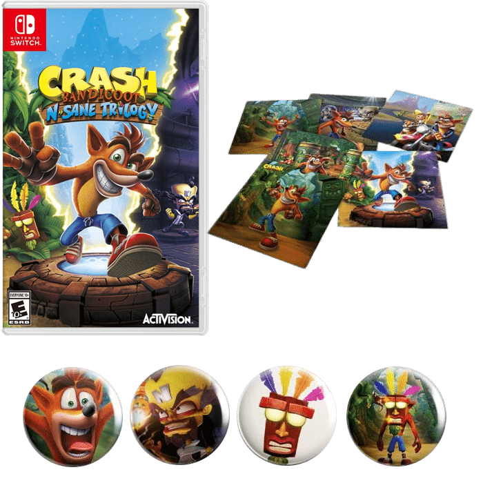 crash bandicoot n sane trilogy switch badges lithographies