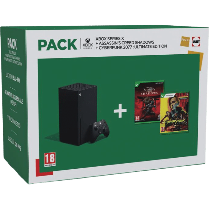 console xbox series x assassins creed shadows cyberpunk 2077 visuel produit