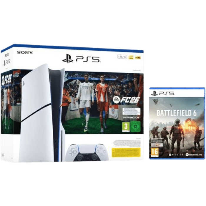 console ps5 slim ea fc 26 avec battlefield 6 visuel produit