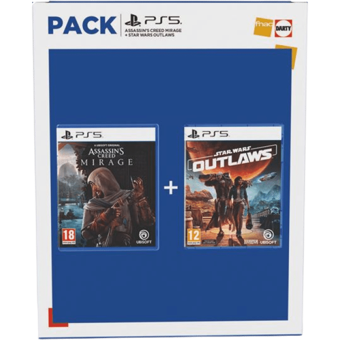 pack ps5 star wars outlaws et assassins creed mirage sur ps5 visuel produit
