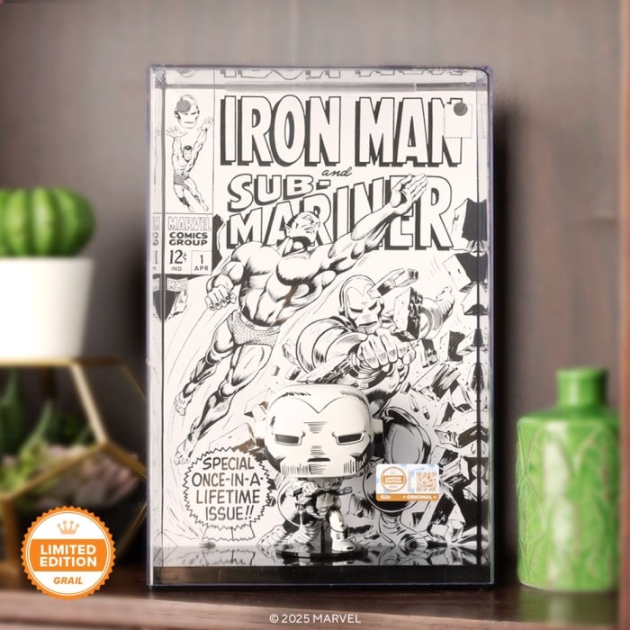 funko pop comic covers iron man black and white visuel produit