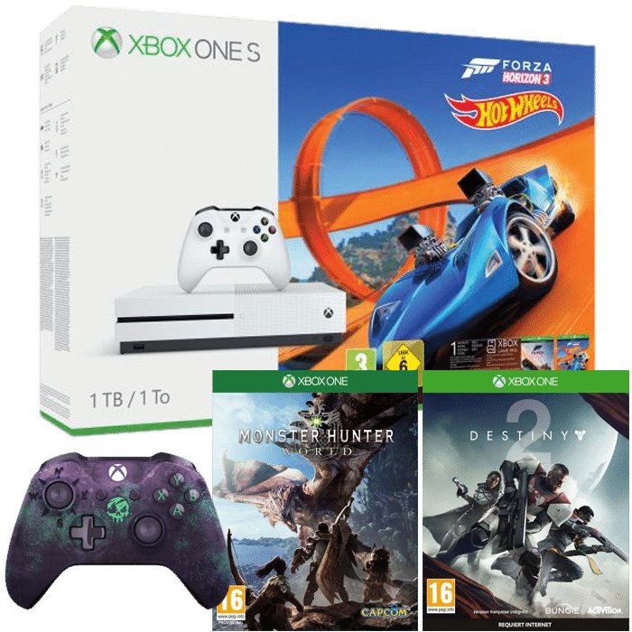 pack xbox one s forza horizon 2 manettes destiny MH world