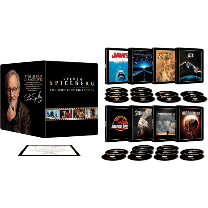 steven spielberg collection coffret 8 steelbooks 4k visuel produit