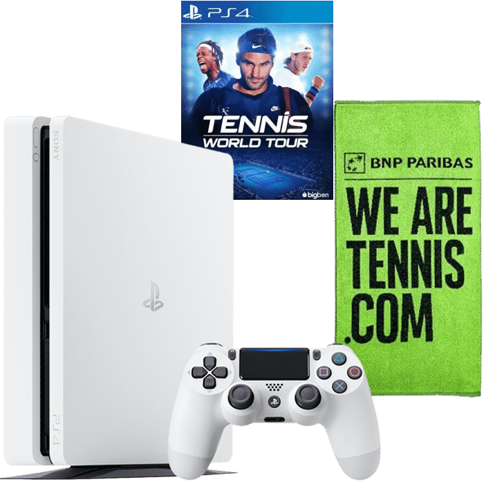 Pack Fnac Console Sony PS4 Slim 500 Go Blanc + Manette Dual Shock Blanc + Tennis World Tour