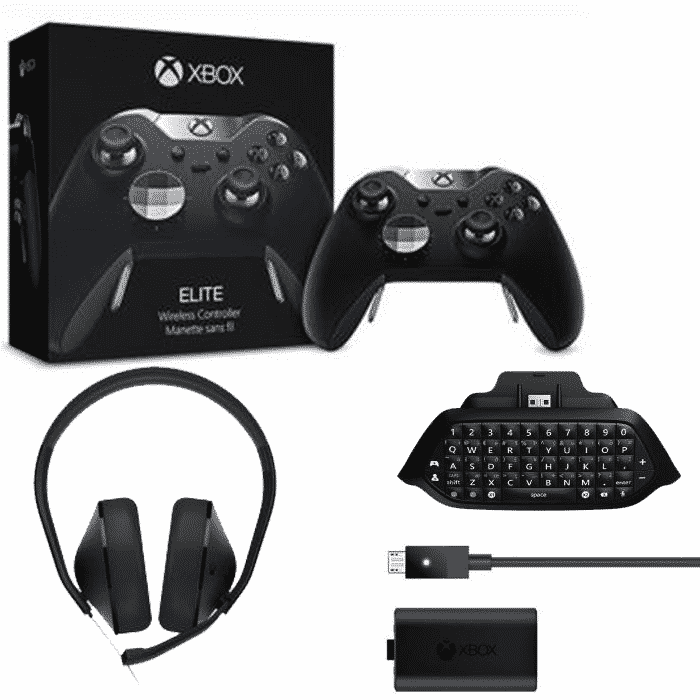 Pack Manette Xbox One Elite + Kit play & Charge + Casque stéréo + Chatpad