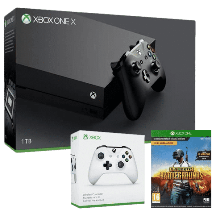 Pack Xbox one X + 2 manettes + PUBG