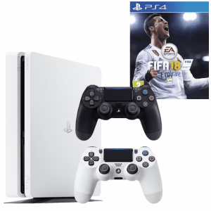 PACK PS4 SLIM BLANCHE 500 GO + 2 MANETTES + FIFA 18