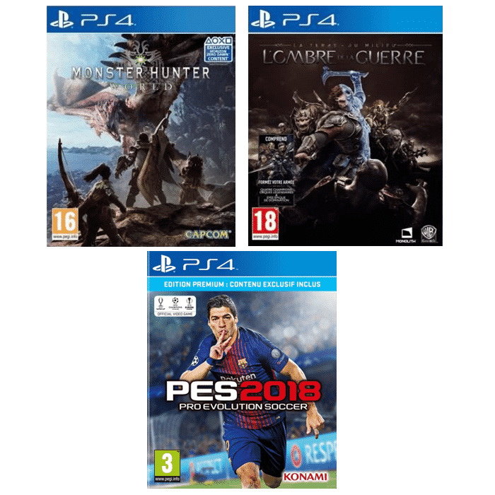 pack pes 2018 mh world l'ombre de la guerre ps4