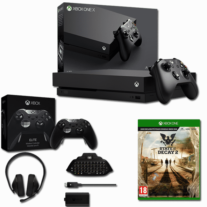 xbox one x pack accessoires manette elite casque chatpad charge kit state of decay 2