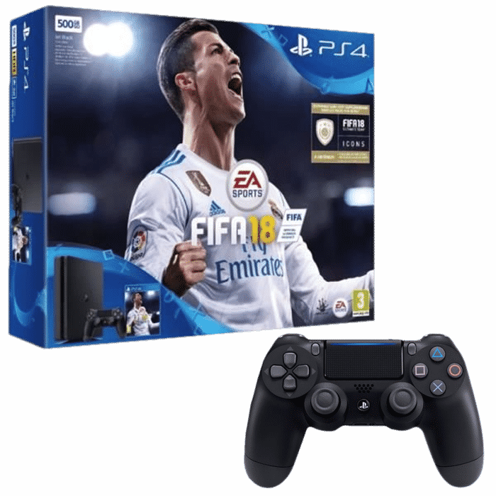 PS4 Slim 500Go noire avec 2 manettes + FIFA 18