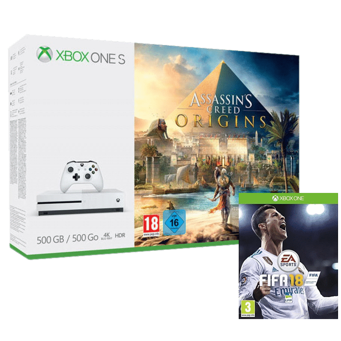 Pack Xbox One S 500 Go + 1 jeu parmi une sélection + FIFA 18 + 500 points FUT