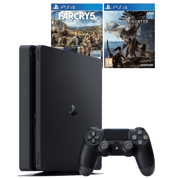 PS4 Slim 500 Go + Far Cry 5 + Monster Hunter World