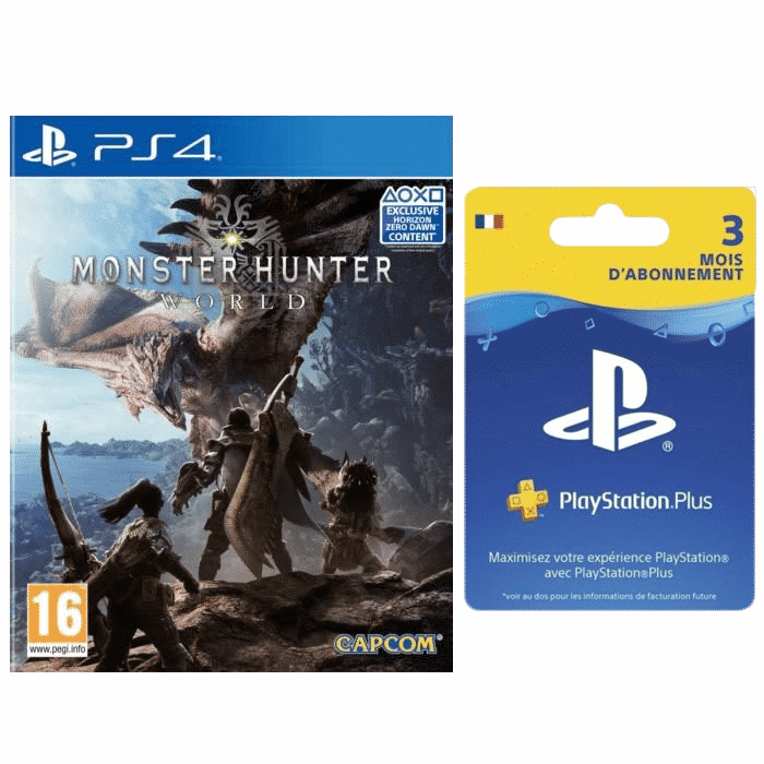 Monster Hunter World sur PS4 + Abonnement Playstation Plus 3 Mois