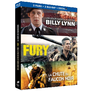 Coffret blu ray Un jour dans la vie de Billy Lynn + Fury + La Chute du Faucon Noir