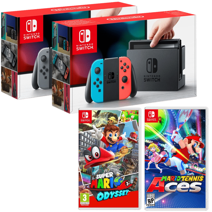 Nintendo-Switch-Grise-ou-Néon-Mario-Tennis-Aces odyssey