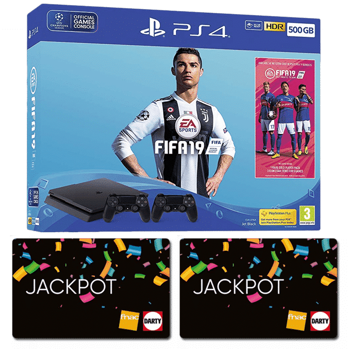pack ps4 slim fifa 19 2 manettes-carte-cadeau-fnac