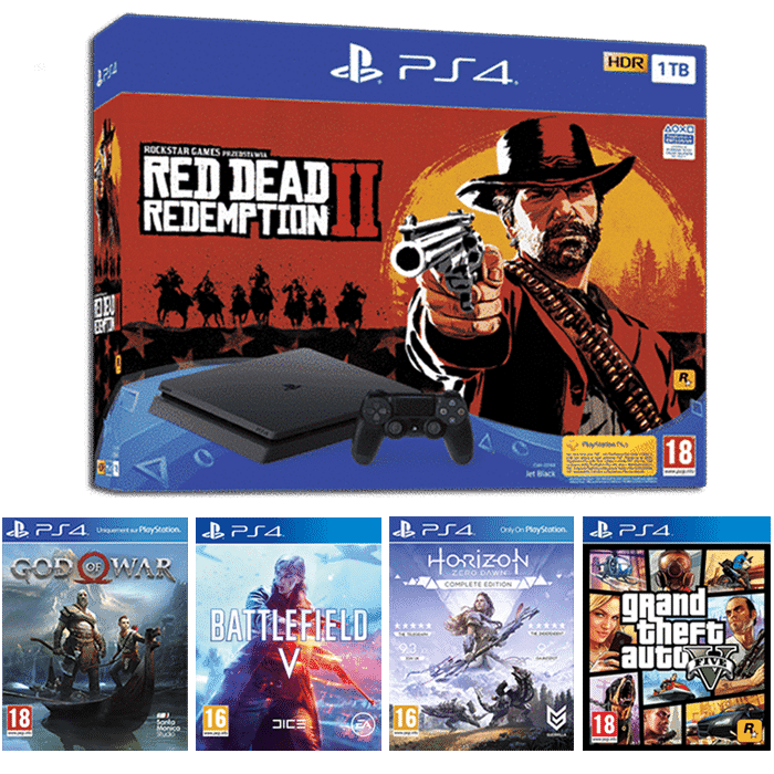 pack ps4 slim red dead redemption 2 gta 5 horizon zero dawn god of war battlefield 5
