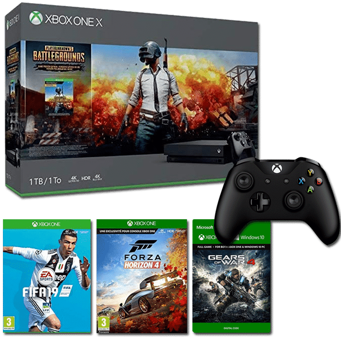 pack xbox one x pubg fifa forza horizon 4 manettes