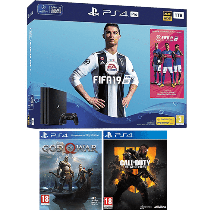 ps4 slim FIFA 19 cod black ops 4 god of war