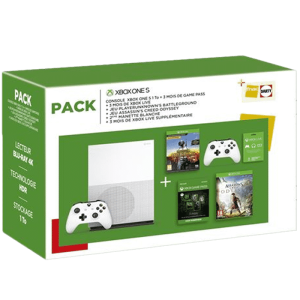 SUPER PACK XBOX ONE S 1 TO 2 MANETTES ET 2 JEUX