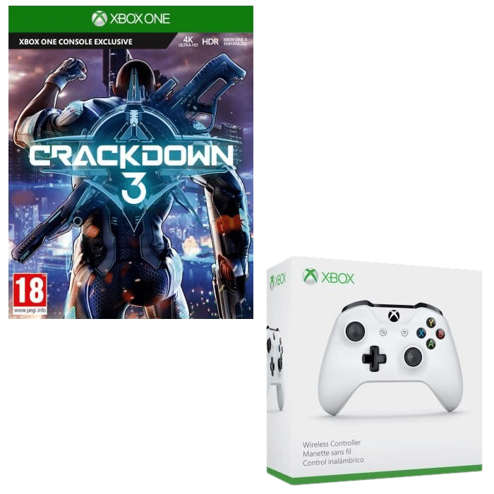Pack manette Xbox One blanche + jeu Crackdown 3