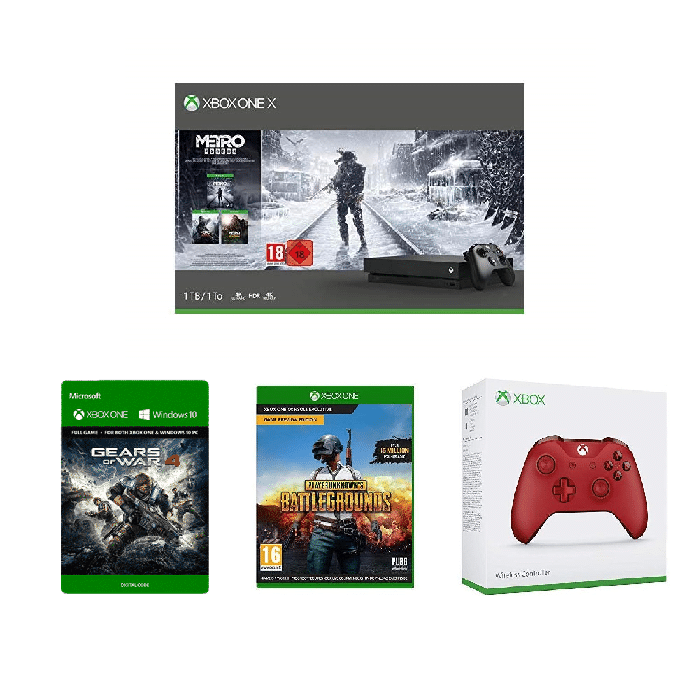 xbox-one-x-metro-exodus-manette-rouge-pubg-gow-4