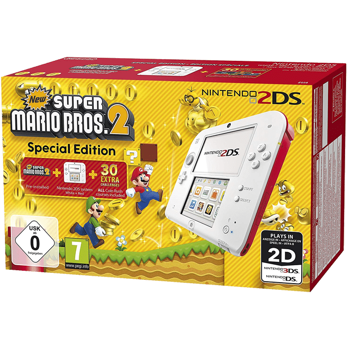 Console Nintendo 2DS Blanche et Rouge + New Super Mario Bros