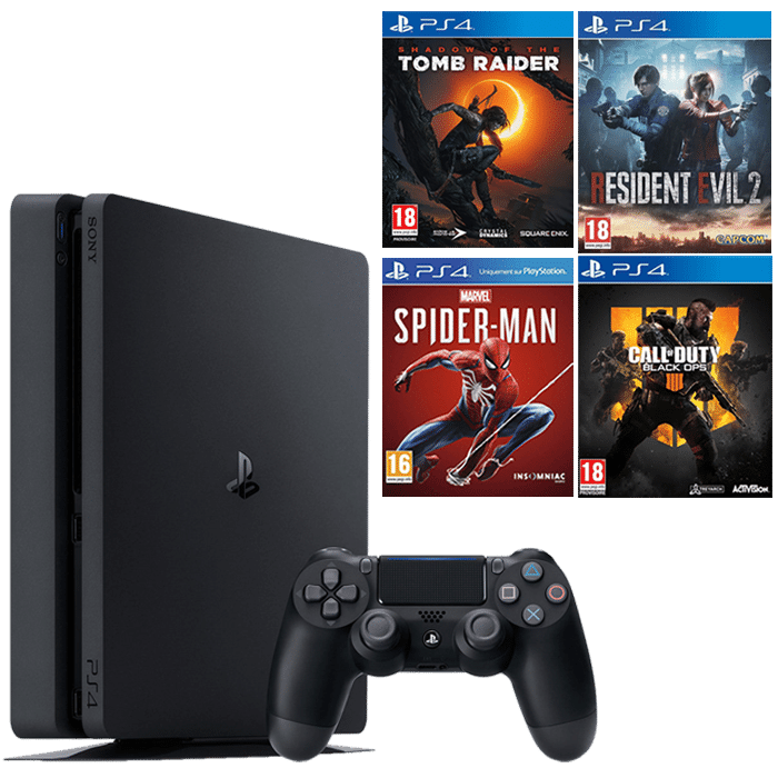 pack ps4 slim resident evil 2 spiderman shadow of the tomb raider cod black ops 4