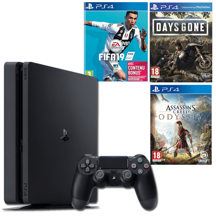 ps4 slim days gone assassin's creed odyssey fifa 19