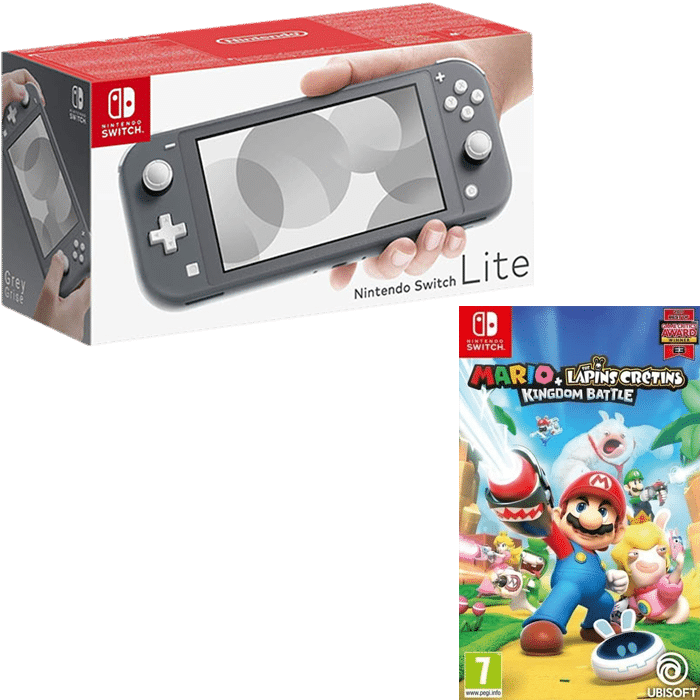 nintendo switch lite grise mario et les lapins cretins kingdom battle
