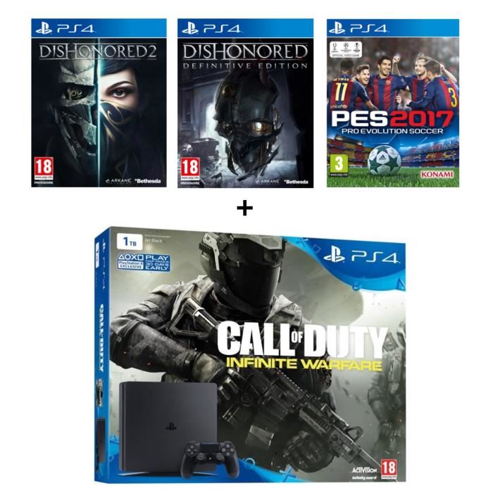 pack-ps4-slim-500-go-cod-infinite-warfare-dishonored-1-et-2-pes-2017-pas-cher