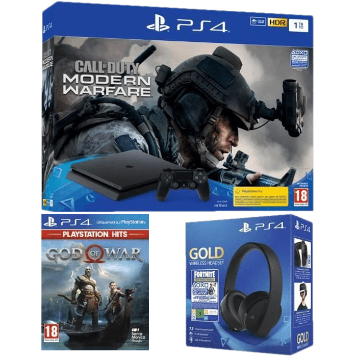 ps4 slim 1 To cod modern warfare casque gold god of war playstation ps hits