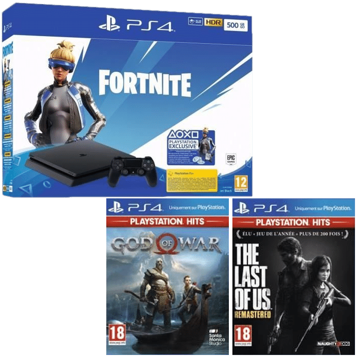 pack ps4 slim 500 Go fortnite god of war the last of us remastered playstation ps hits