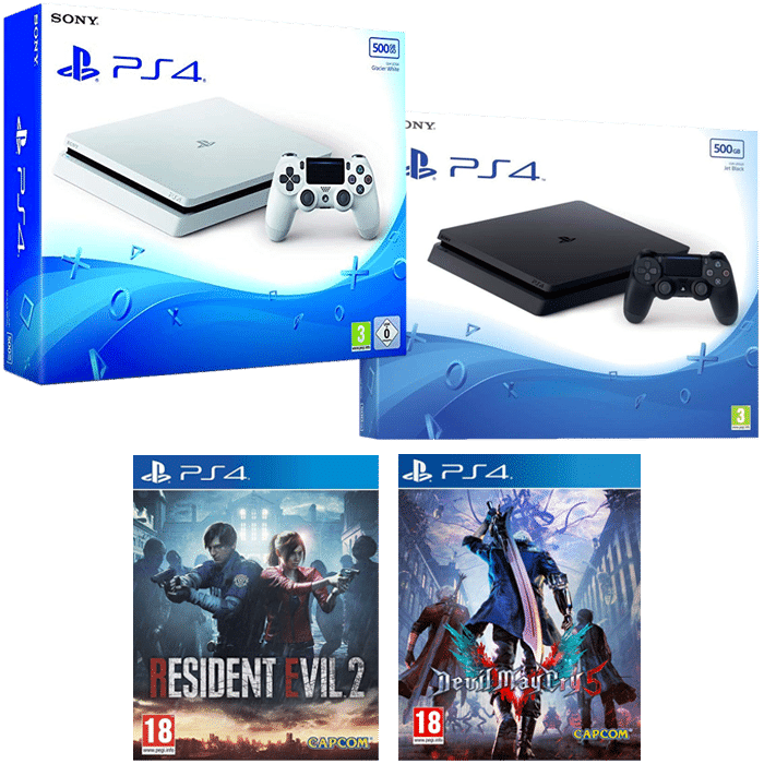 ps4 slim noire blanche resident evil 2 remake devil may cry dmc 5