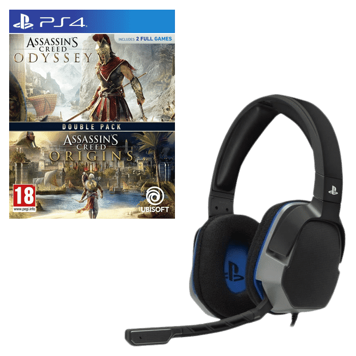 Double pack Assassin's Creed Origins Odyssey PS4 casque Afterglow LVL 3