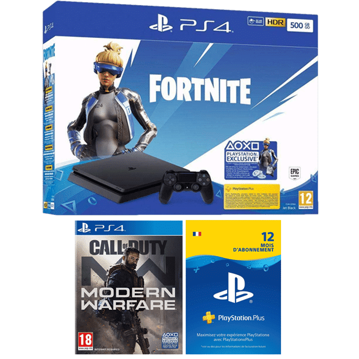 PS4 Slim 500 Go Fortnite COD Modern Warfare12 mois de PSN