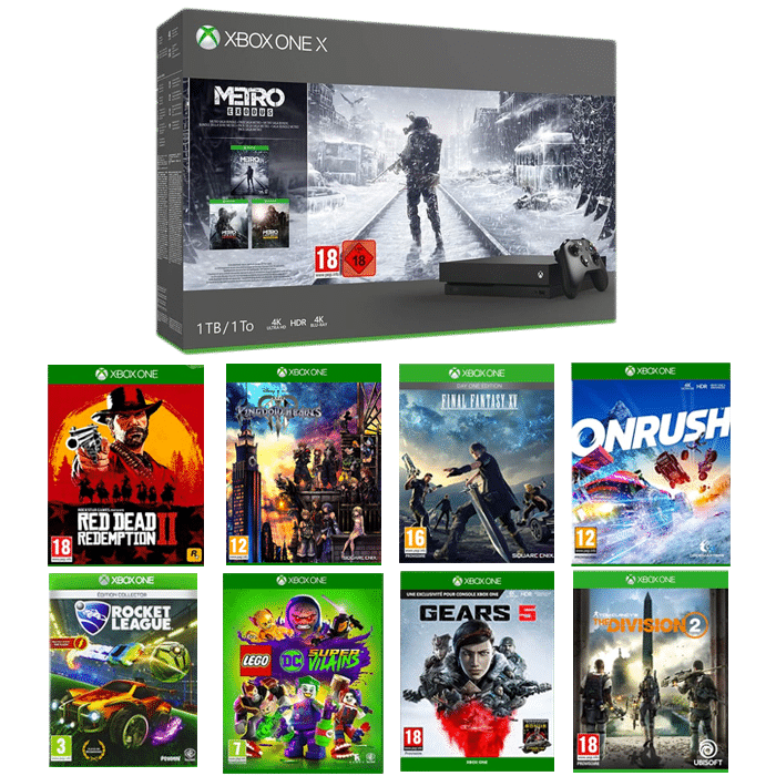 xbox one x 8 jeux metro exodus black friday auchan