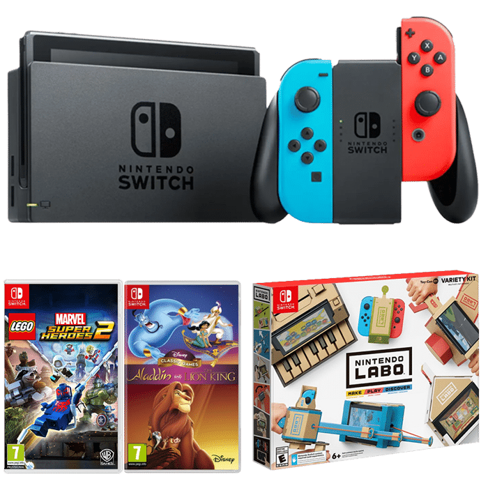 Pack Switch 3 jeux Roi Lion Aladdin Nintendo Labo et Lego Marvel Super Heroes
