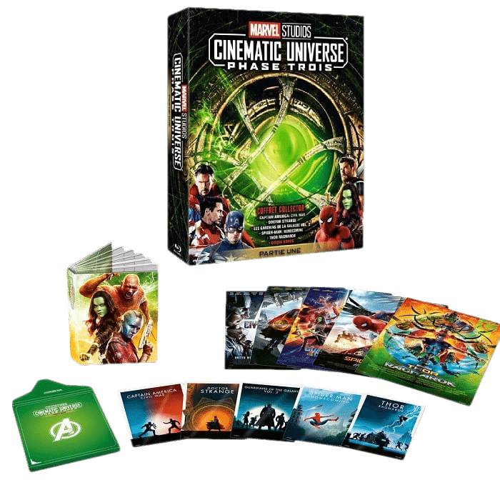 COFFRET COLLECTOR MARVEL PHASE 3 PARTIE 1 5 FILMS EN BLU RAY GOODIES detoure