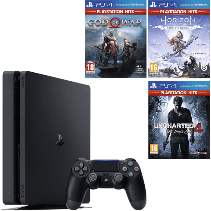 pack ps4 slim god of war horizon zero dawn complete edition uncharted 4 ps hits