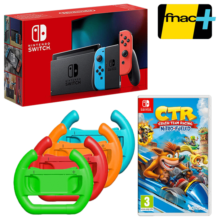 nouvelle nintendo switch crash team racing ctr 4 volants carte fnac plus