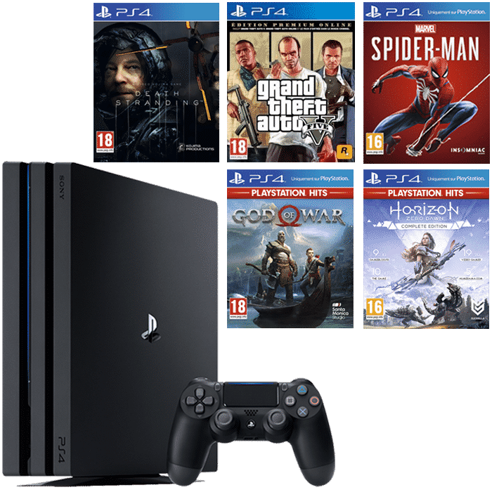 PS4 Pro 1 To Noire SpiderMan Death Stranding God of War GTA 5 Edition Premium Horizon Zero Dawn Complete Edition playstation hits