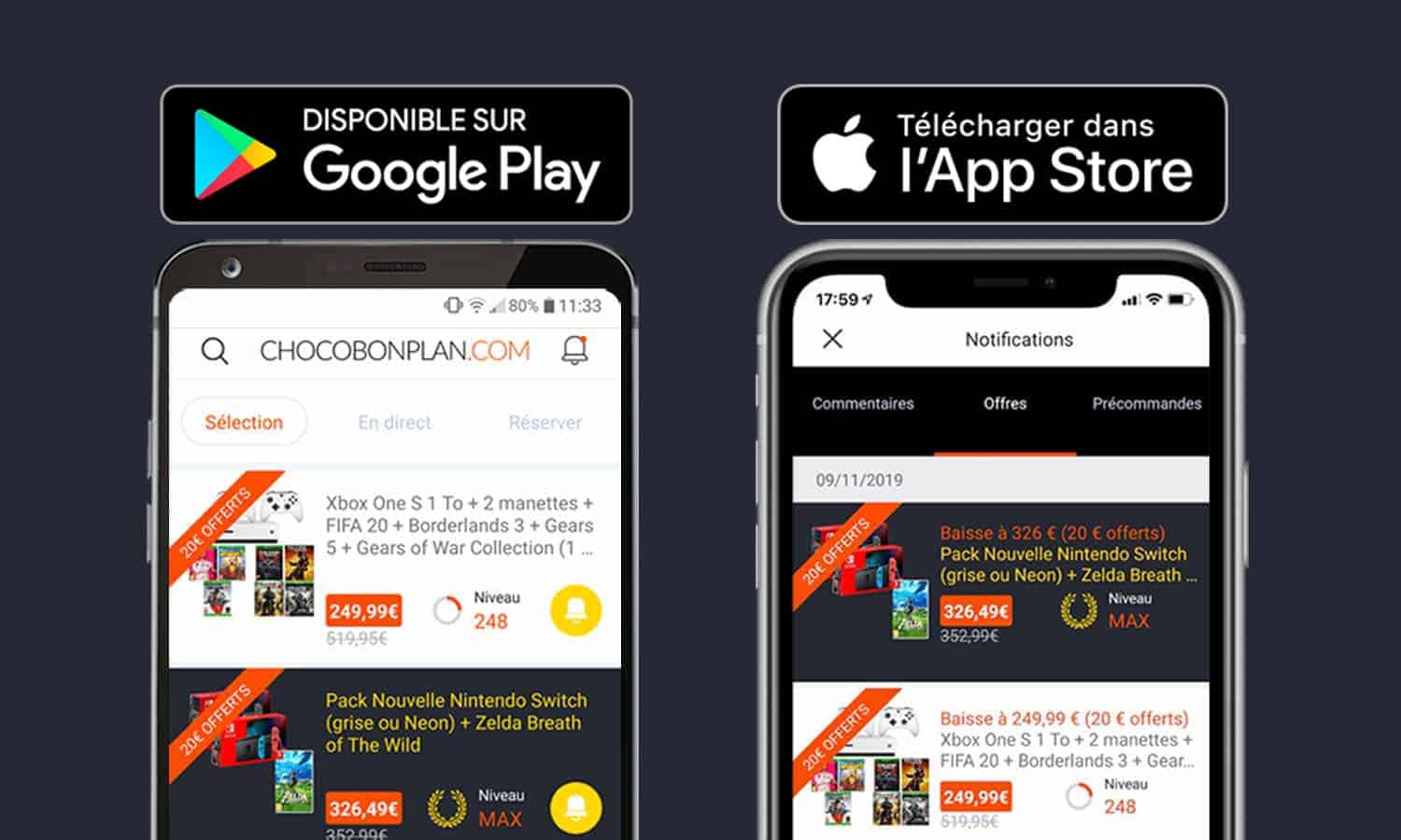 SLIDER lancement version finale application chocobonplan