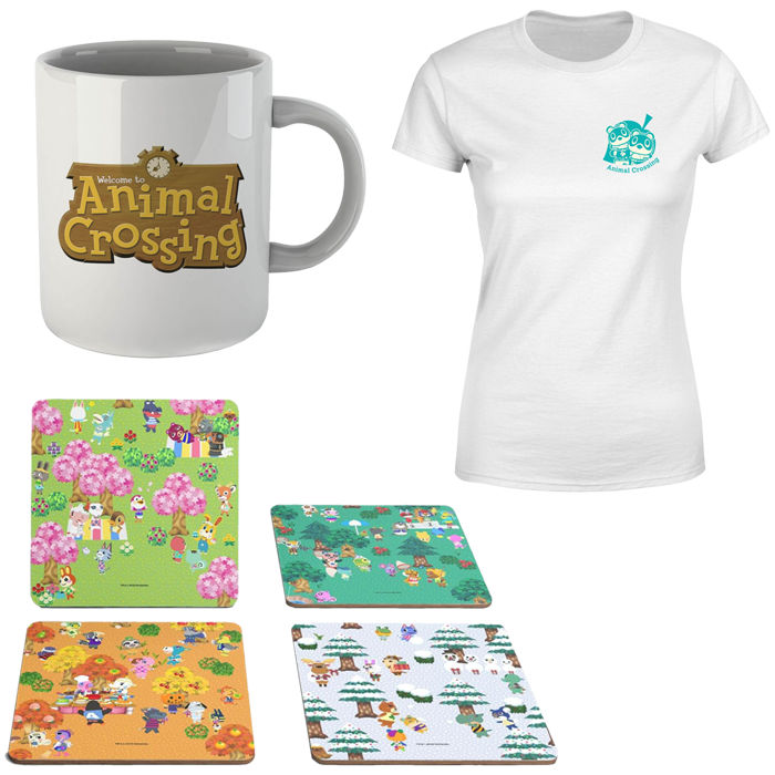 lot animal crossing t-shirt mug dessous de verres