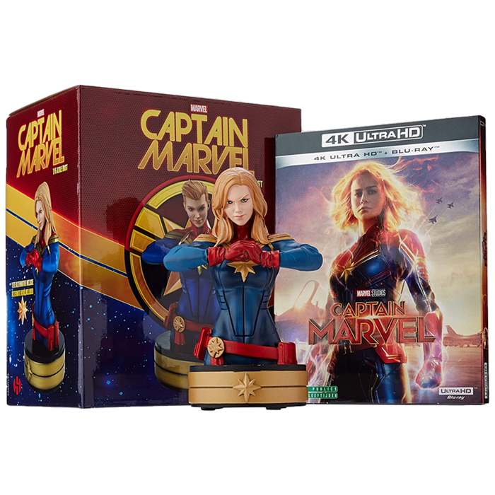captain marvel collector 4K avec figurine buste