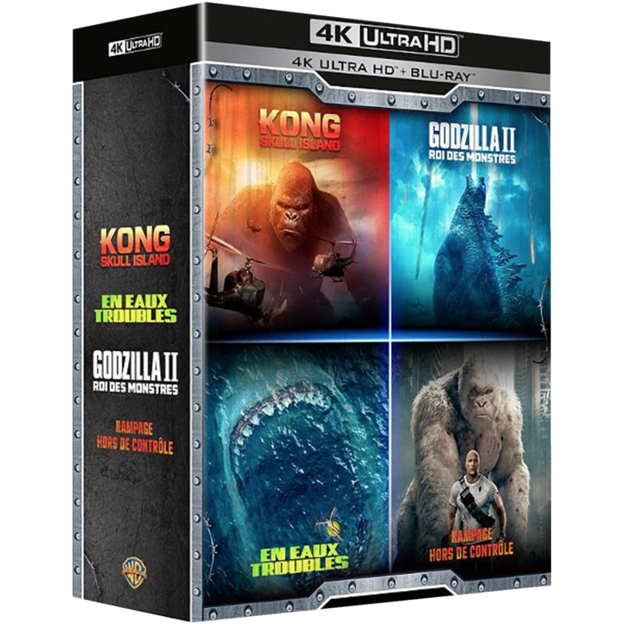 Coffret Films de Monstres Blu ray 4K Godzilla Rampage Kong en eaux troubles
