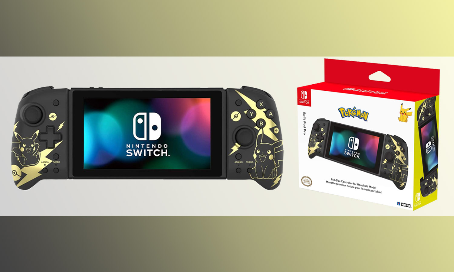 slider split pad pro pokémon pikachu noir doré