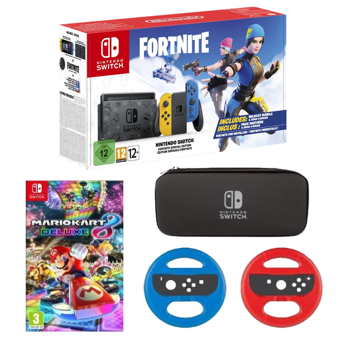 pack switch fortnite mario kart 8 deluxe avec 2 volants et 1 housse visuel produit