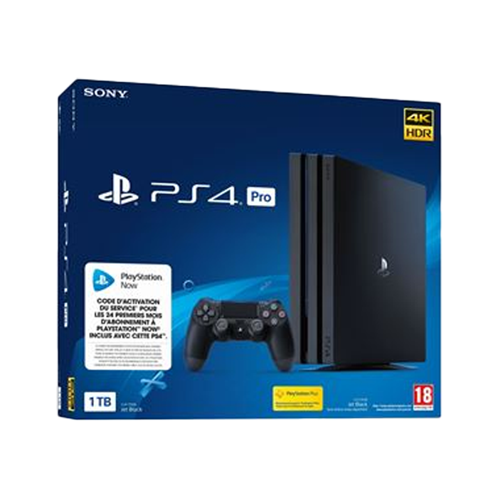 PS4 pro noire avec 24 mois de PS Now visuel produit