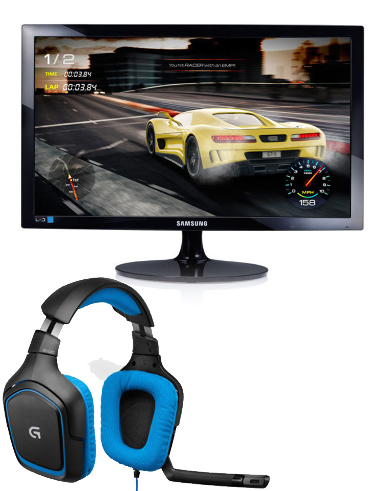 Moniteur LED Samsung 24'' + Casque Gamer surround Logitech G430